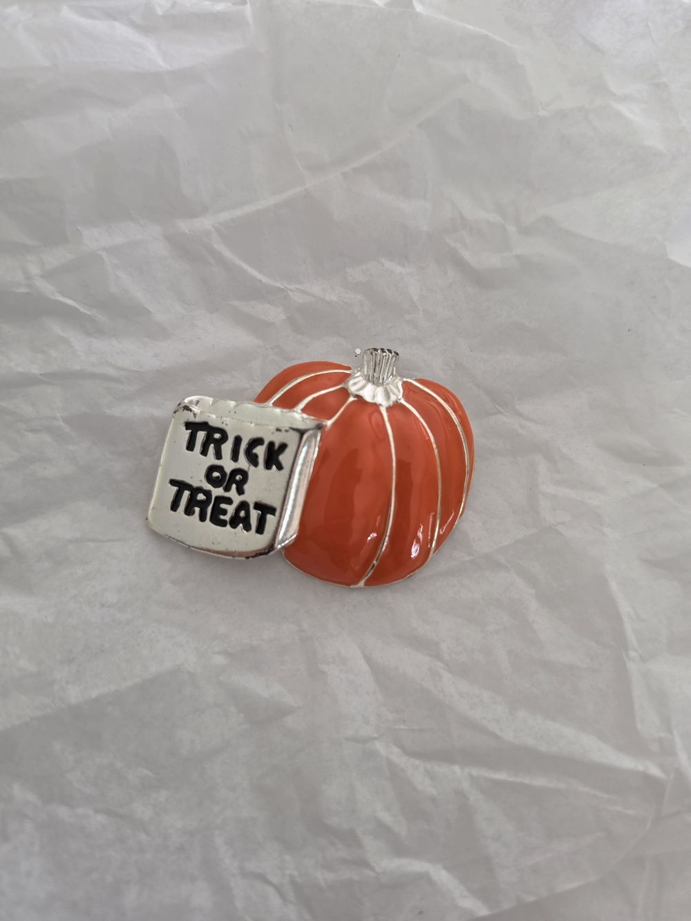 Enamel Pumpkin Trick or Treat Pin